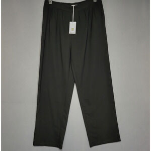 Grace Karen Pants Womens XL Black Pleated Elastic Waist High-Rise Slacks New